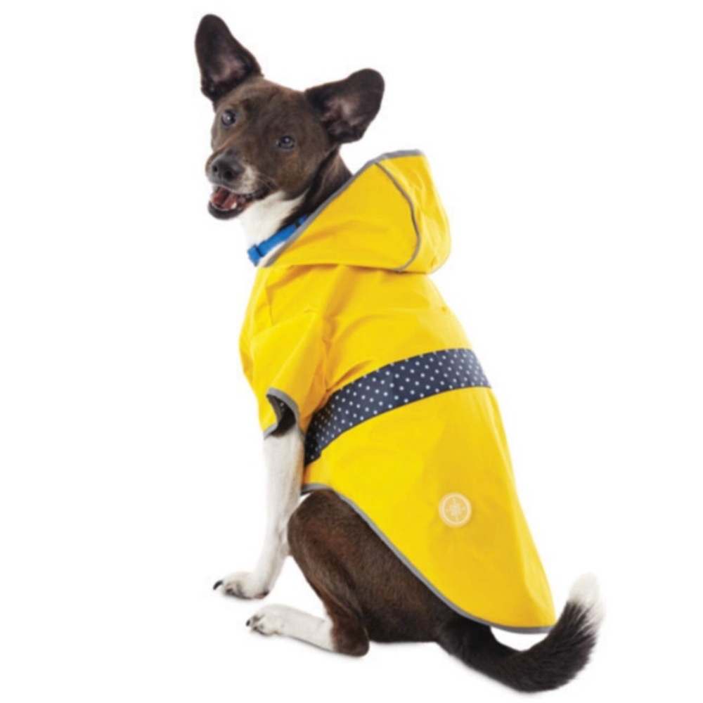 Good2Go Petco Reversible Dog Raincoat Hood Waterproof Leash Hole Polka Dot🟡🔵⚪️